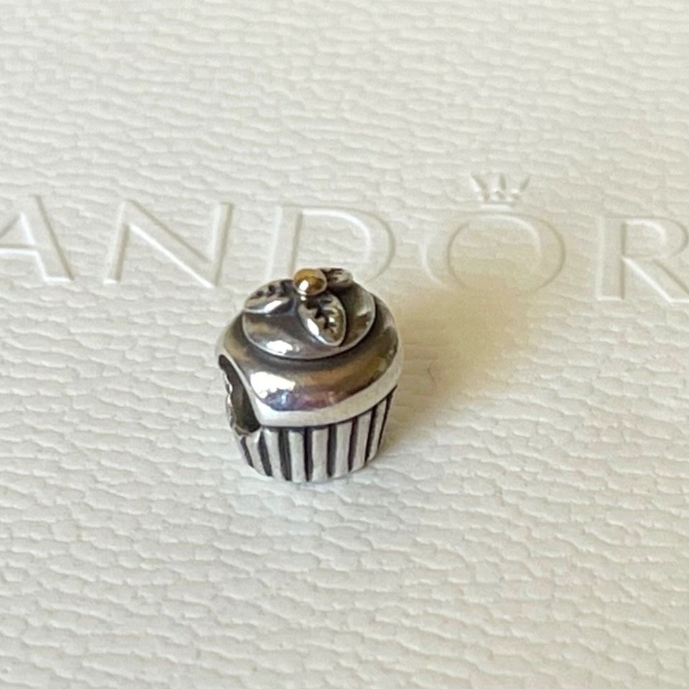 Pandora Cupcake Sterling Silver and 14kt Gold Charm